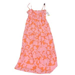 NWT Social Standard by Sanctuary Womens Tank Smocked Back Dress Pink/Coral L
